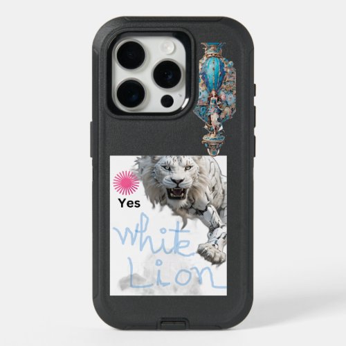 White Lion iPhone 15 Pro Case