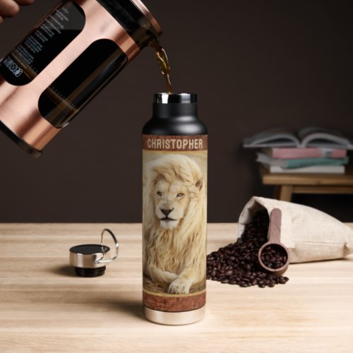 White Lion Personalized Water Bottle