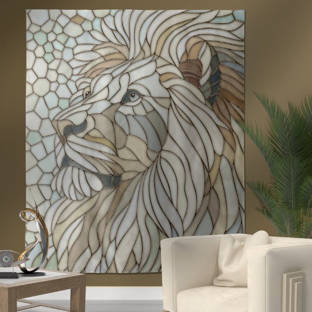 White Lion Portrait Mosaic Art  Tapestry (Creator Uploaded)