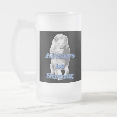 White Lion Stronger Frosted Glass Beer Mug