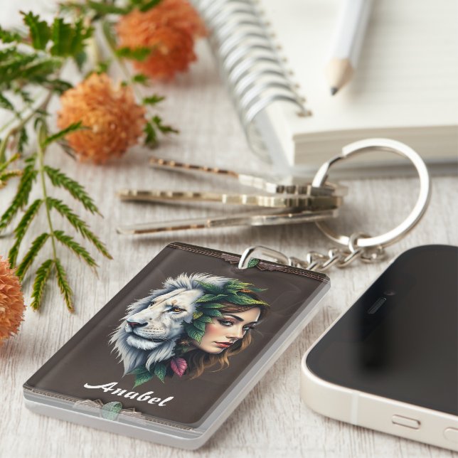 White Lion & Woman  Keychain (Front Right)