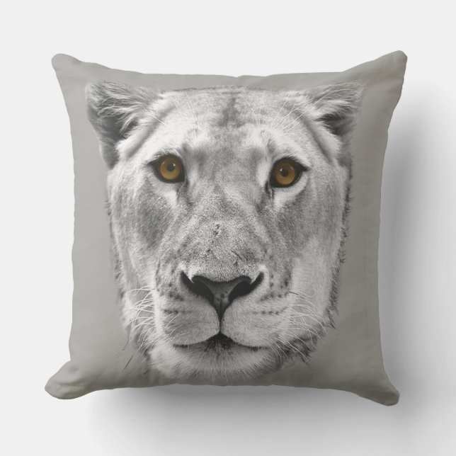 White-lioness Throw Pillow (Front)