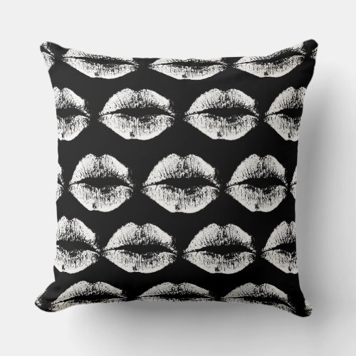 White Lips 21 Throw Pillow