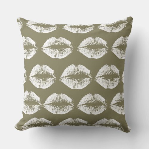 White Lips 23 Throw Pillow