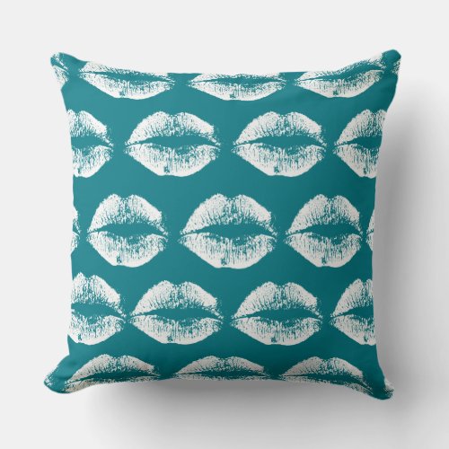 White Lips 25 Throw Pillow