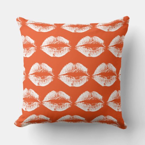 White Lips 33 Throw Pillow