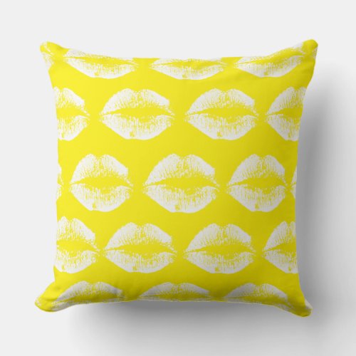 White Lips 35 Throw Pillow