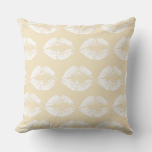 White Lips 44 Throw Pillow