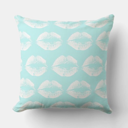 White Lips 47 Throw Pillow