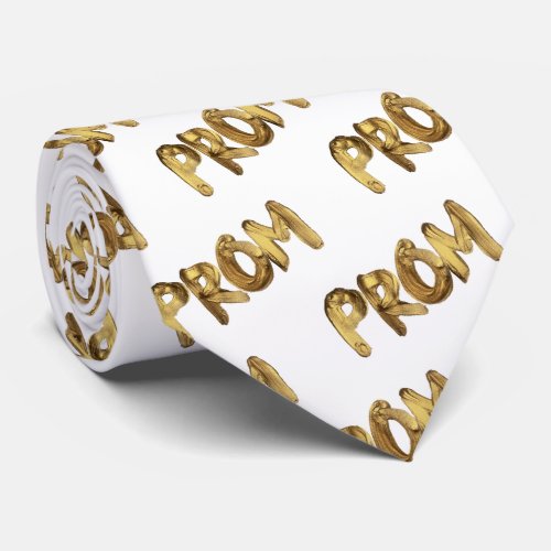 White Liquid Gold Promposal Prom Neck Tie