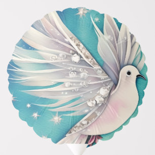 White little dove with ethereal wings balloon