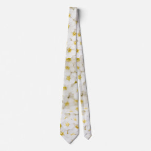 White little flowers pattern neck tie