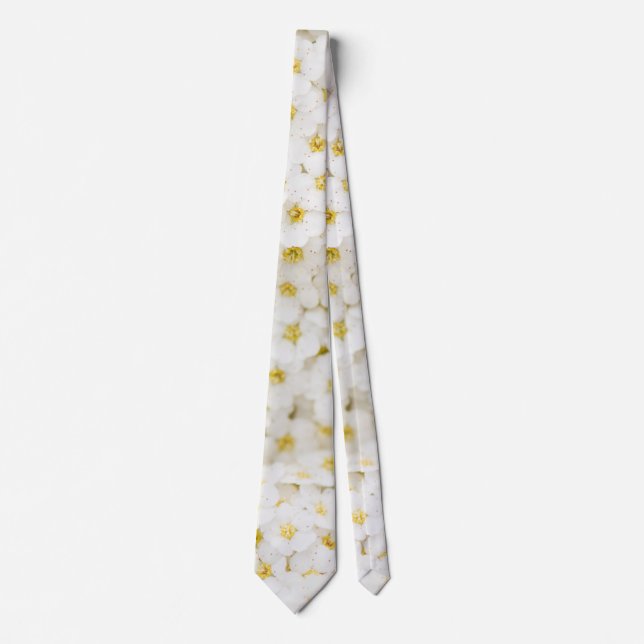 White little flowers pattern neck tie (Front)