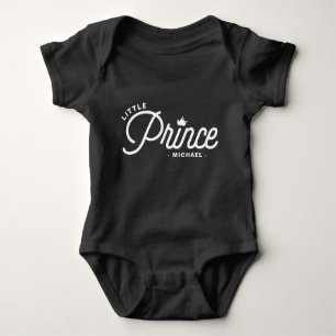 White Little Prince Modern Typography Personalized Baby Bodysuit
