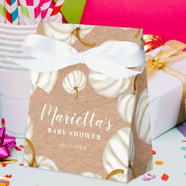 White Little pumpkin kraft fall baby shower Favor Boxes (White Little pumpkin kraft fall baby shower Favor Box)