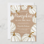 White Little pumpkin kraft fall baby shower Invitation (Front)