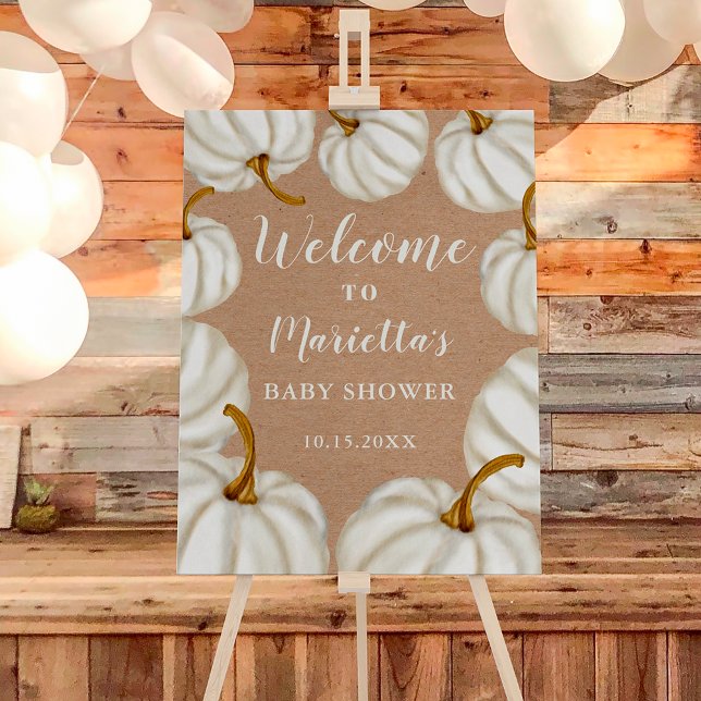 White Little pumpkin kraft welcome baby shower Foam Board (White Little pumpkin kraft welcome baby shower Foam Board)