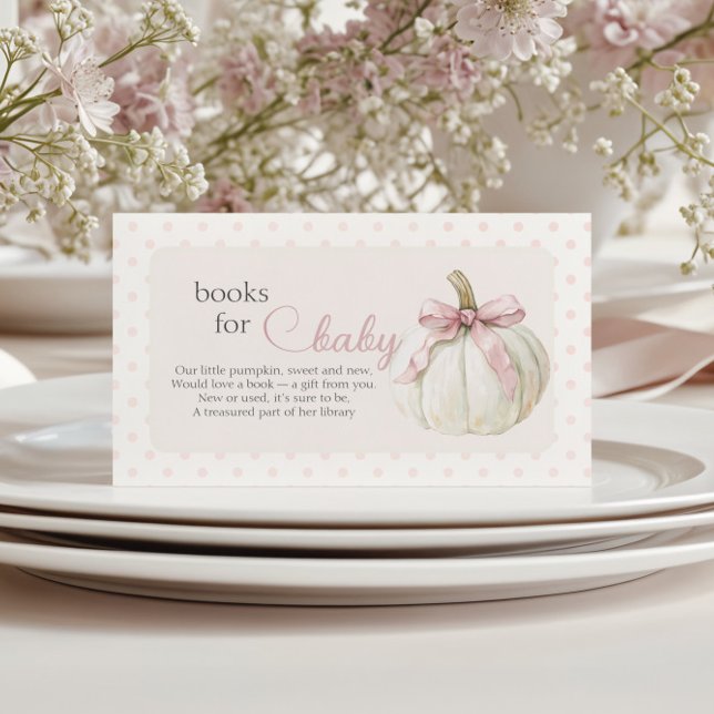 White Little Pumpkin Pink Polka Dots Book for Baby Enclosure Card (Creator Uploaded)