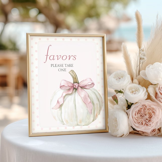 White Little Pumpkin Polka Dots Baby Shower Favors Poster (Creator Uploaded)