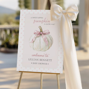 White Little Pumpkin Polka Dots Welcome Foam Board