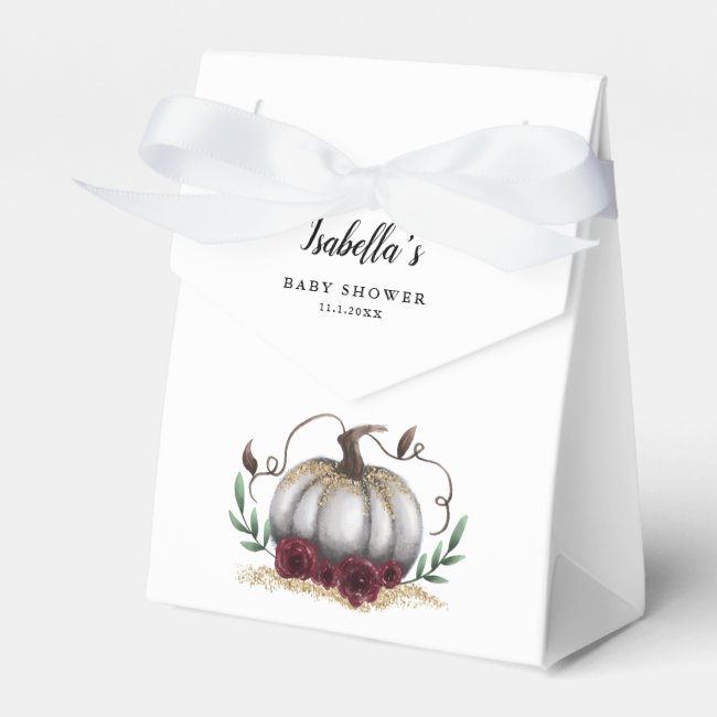 White Little Pumpkin Theme Baby Shower Favor Box