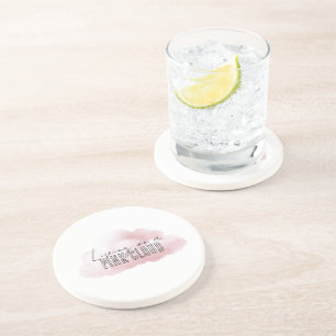 White Living On A Pink Cloud Coaster