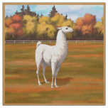 White Llama in Autumn Farm Pasture Fabric