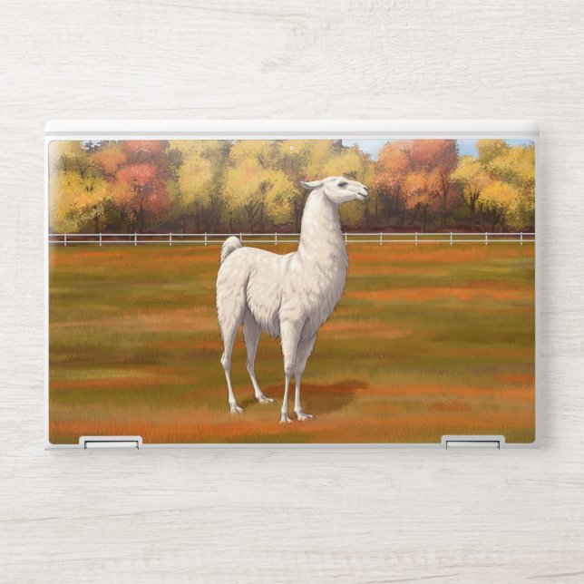 White Llama in Autumn Farm Pasture HP Laptop Skin (Front)