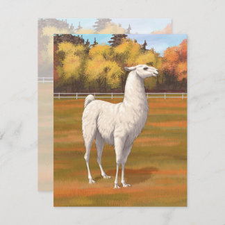 White Llama in Autumn Farm Pasture Invitation