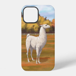 White Llama in Autumn Farm Pasture iPhone 12 Case