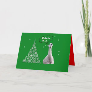 White Llama Sings Christmas Carol:Fa LaLaLa Lama Holiday Card