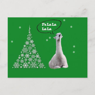White Llama Sings Christmas Carol:Fa LaLaLa Lama Holiday Postcard