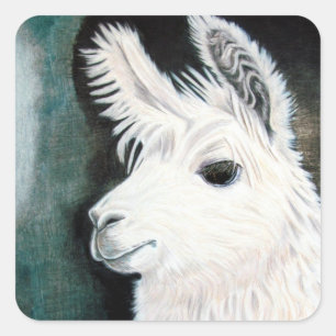 White Llama Square Sticker