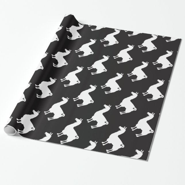 White Llama Wrapping Paper (Unrolled)