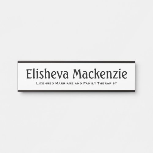 White LMFT Therapist Office Door Sign Name Plate