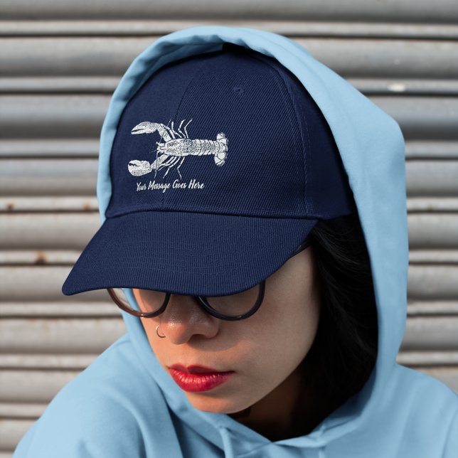 White Lobster Graphic Custom Message Hat (Creator Uploaded)