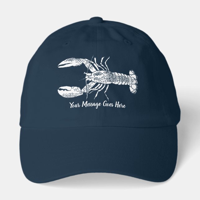 White Lobster Graphic Custom Message Hat (Front)