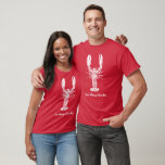 White Lobster Graphic Custom Message T-Shirt<br><div class="desc">Add your own custom text to this graphic tee that features a realistic style illustration of a lobster in white. Your message appears below the graphic in matching white script or cursive style writing.</div>