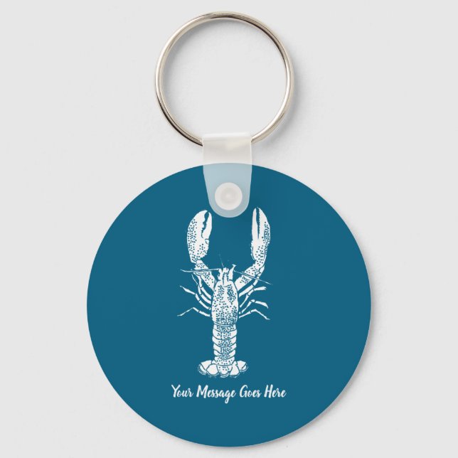 White Lobster Graphic Message _1  Keychain (Front)