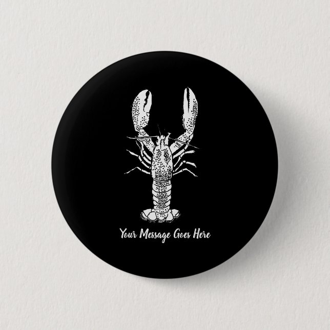 White Lobster Graphic Message  Button (Front)