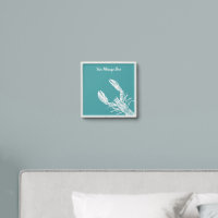 White Lobster on Teal Personalized