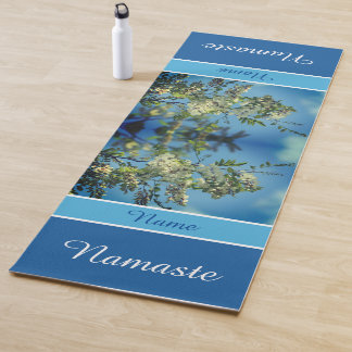 White Locust Flower Blossoms Personalized Yoga Mat