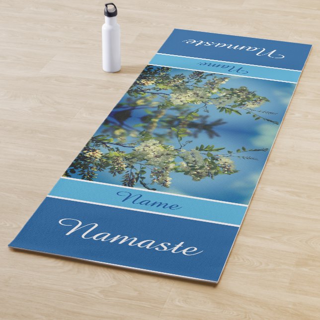 White Locust Flower Blossoms Personalized Yoga Mat (In Situ)
