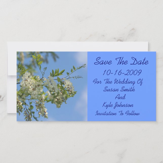 White Locust Flowers Wedding Save The Date (Front)