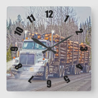 White Logging Truck Lumber Mill Delivery Art