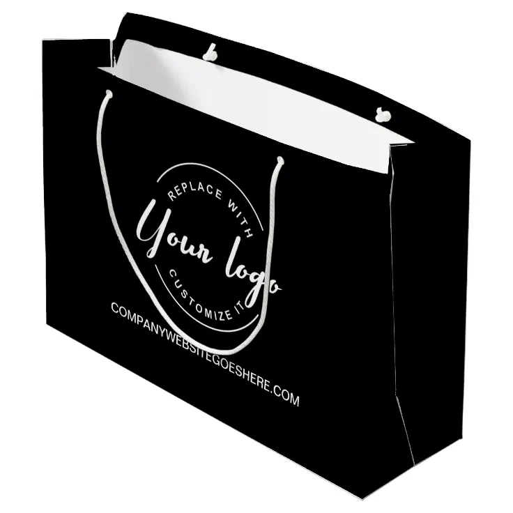 White logo and website Custom Business Large Gift Bag Zazzle