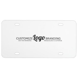 White Logo License Plate   Modern Business 