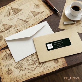 White Logo on Black Background Business Address Label