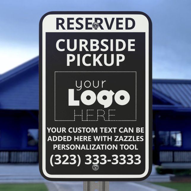 White Logo On Black Curbside Pickup Parking Only Metal Sign (Creator Uploaded)