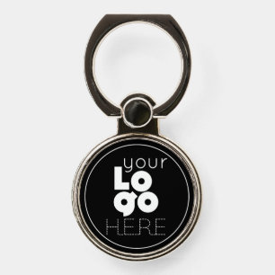 White Logo on Black Mobile Phone Ring Holder Grip